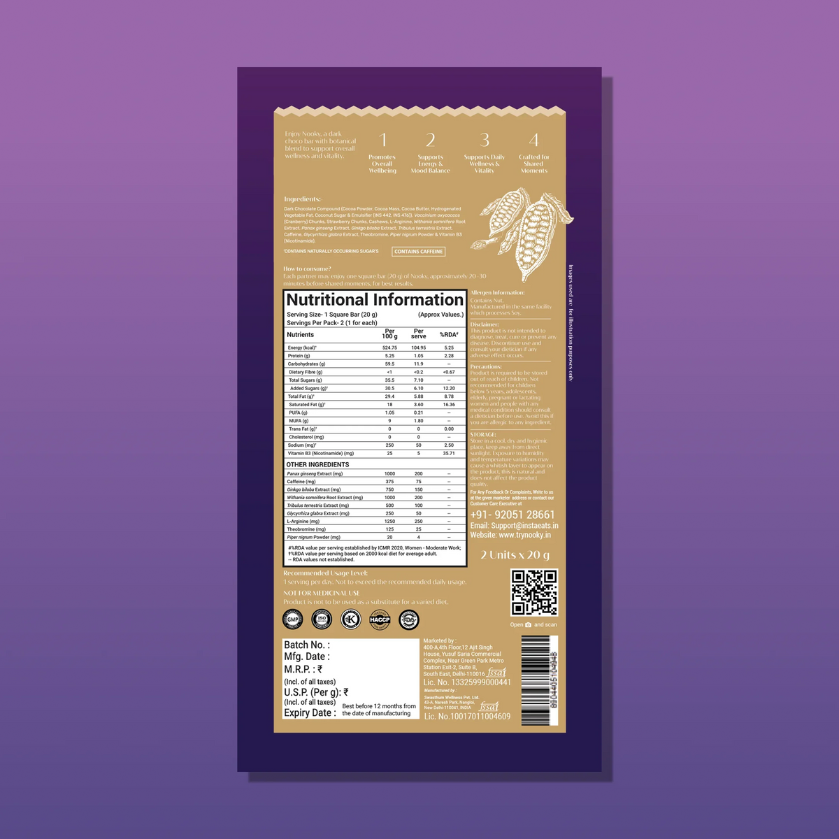 Nooky Special Edition Gift kit | Herb Infused Choco Bar for Couples + Naughty Task Cards